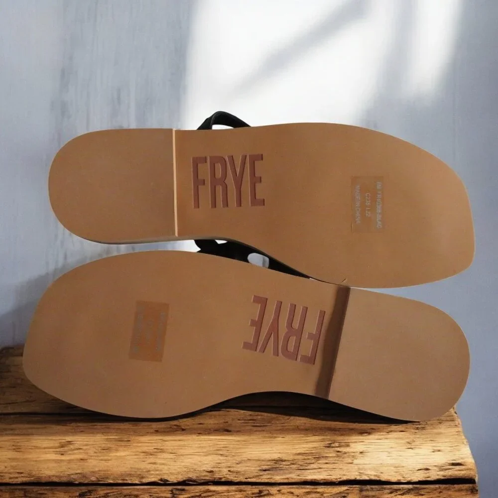 FRYE - Faye Strappy Slide Leather Sandal, Size 8M, Black - NWT